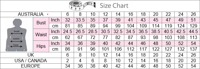 Perele Size Chart Australia