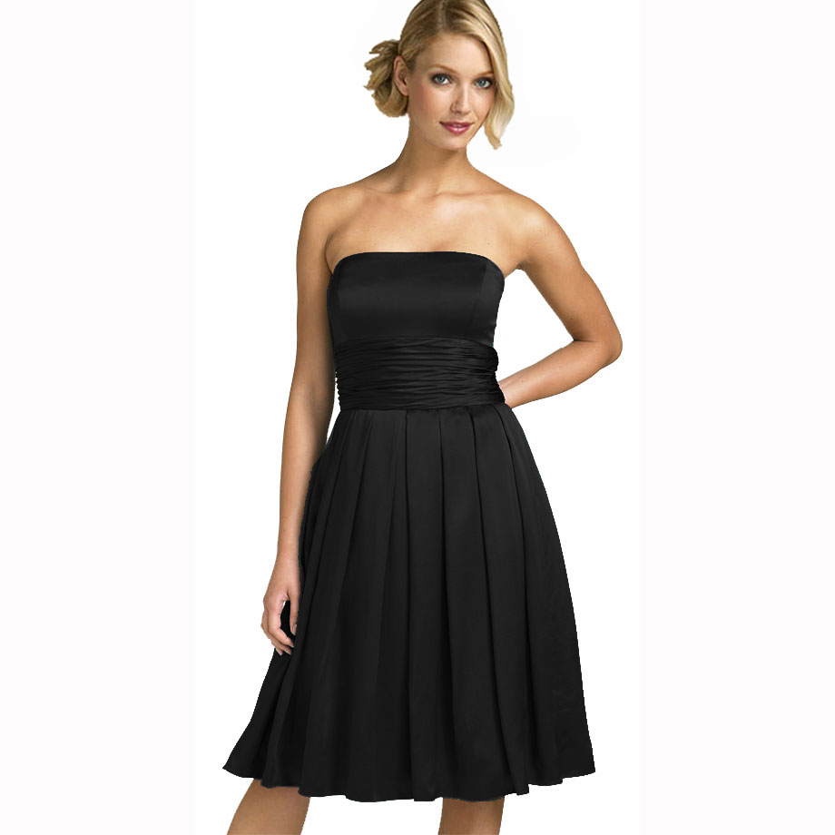 Black Strapless Cocktail Dress for a Party