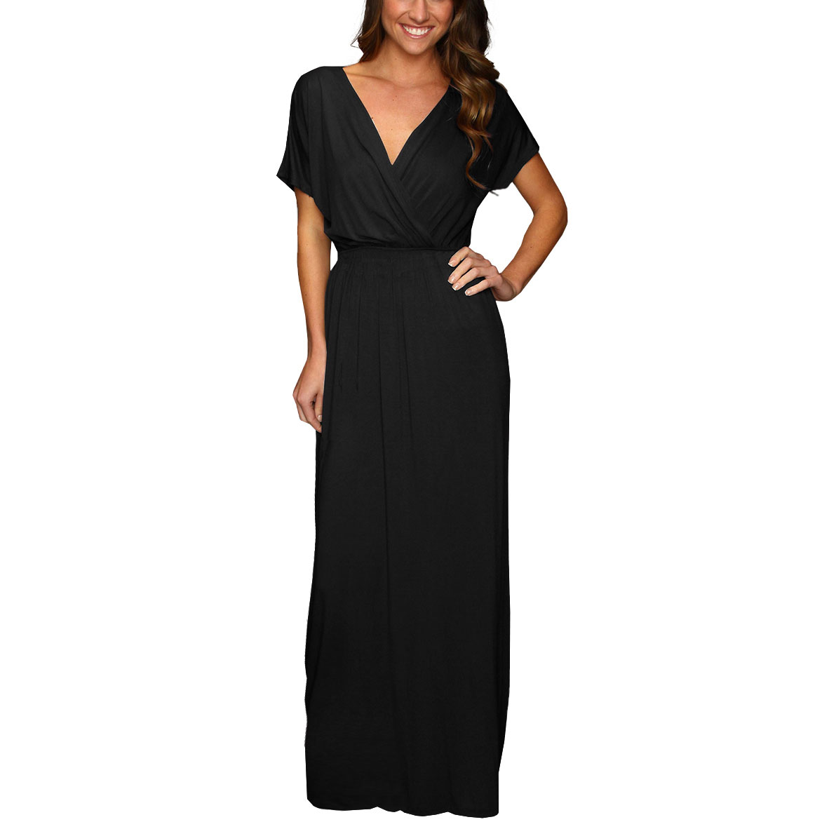 jersey maxi dress with sleeves