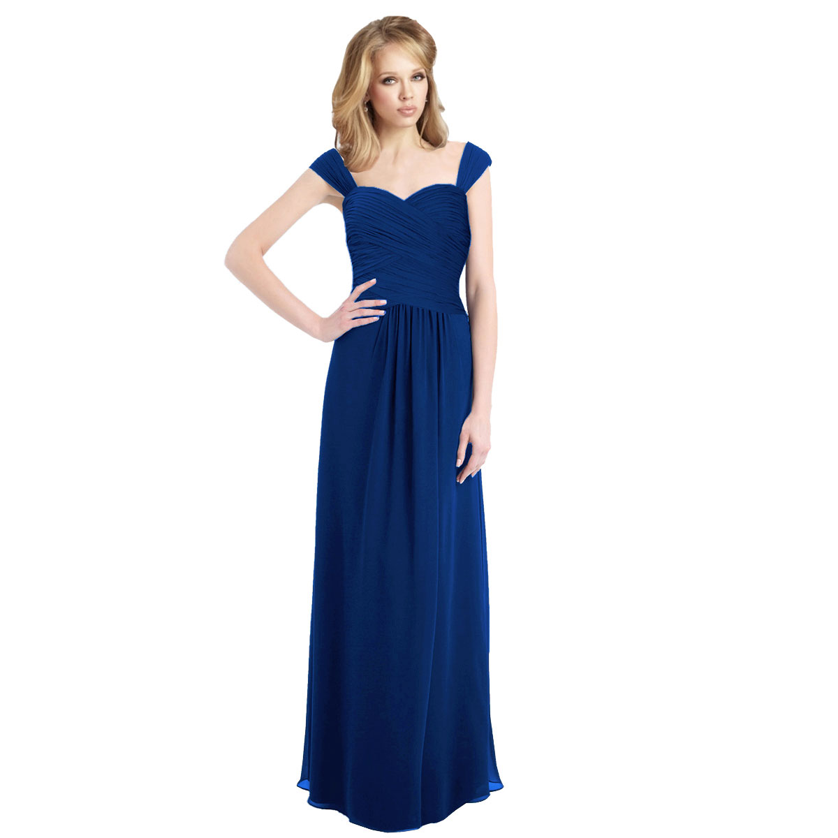 Sophisticated Chiffon Floor Length Formal Evening Gown Bridesmaid Dress ...